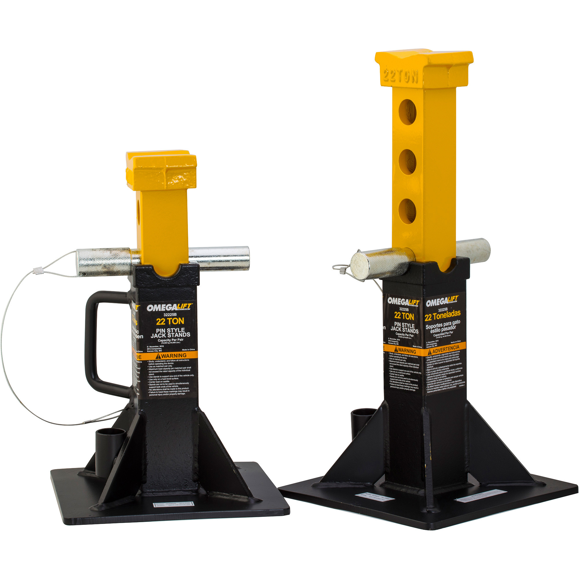 Omega Heavy-Duty Jack Stands, 22-Ton Capacity, Model# 32225B